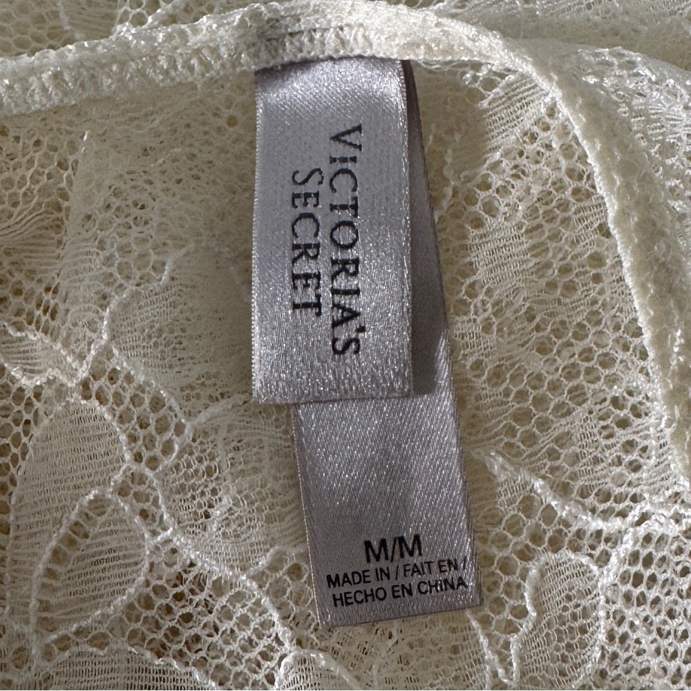 Victoria’s Secret Lace Babydoll Chemise Y2K Sheer Lingerie Cream  Medium - Picture 5 of 7